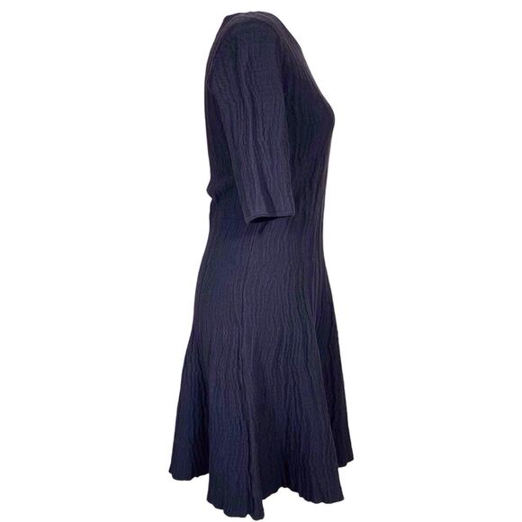 & OTHER STORIES Textured Fit & Flare Dress Size Medium 3/4 Sleeve Black LBD EUC - Picture 9 of 16